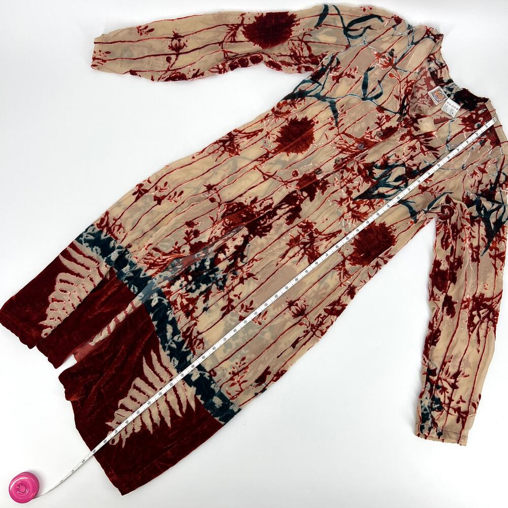 Oilily Vintage Y2K Velvet Burnout Sheer Duster Euro Size 36 (Small) - Picture 9 of 10